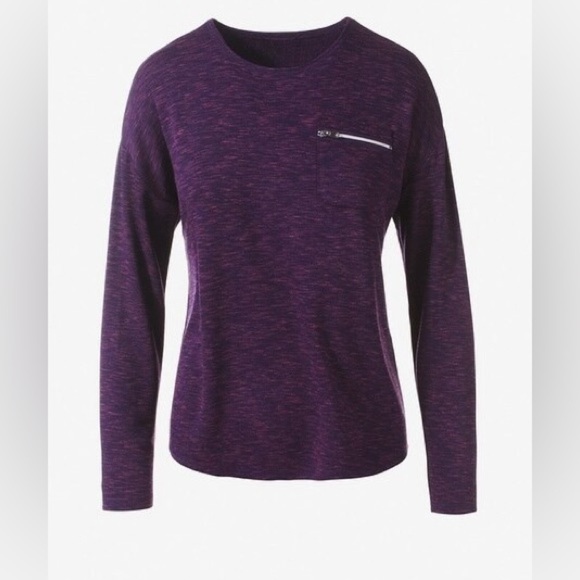 Chico’s Weekend CoziSoft Spacedye Tee Zip Pocket Long Sleeves Size 3 XL - Picture 9 of 9